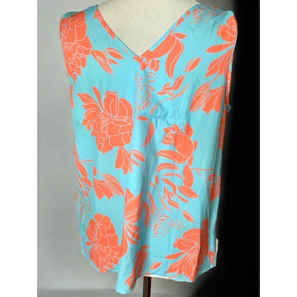 Turquoise & Coral Floral Knot-Shoulder Cami Top - Picture 5 of 10